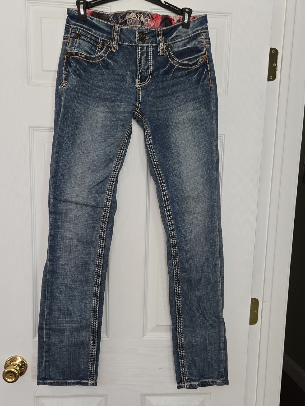 Adiktd Women's Dark Blue Straight Leg Jeans with Contrast Stitching